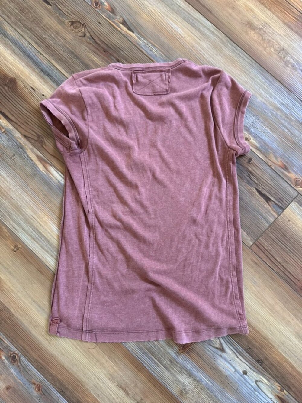 Free People We The Free Perfect Tee Mauve Raw Edge Cotton Size Small - Picture 5 of 5